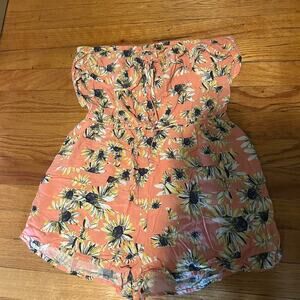 Pink and yellow floral romper